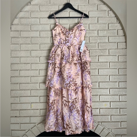 House of Harlow 1960 Corset Tiered Floral Linen Midi Dress NWT Size XS - Picture 5 of 14